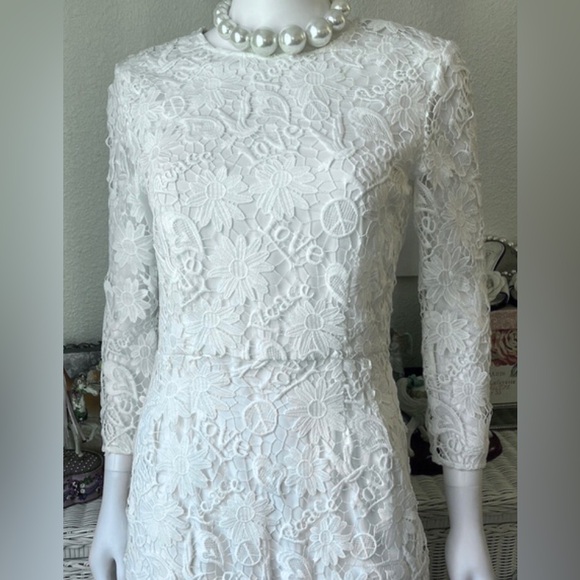 Sandro crochet lace midi dress white color Sandro size 3 = US size 8 NWT - Picture 2 of 14